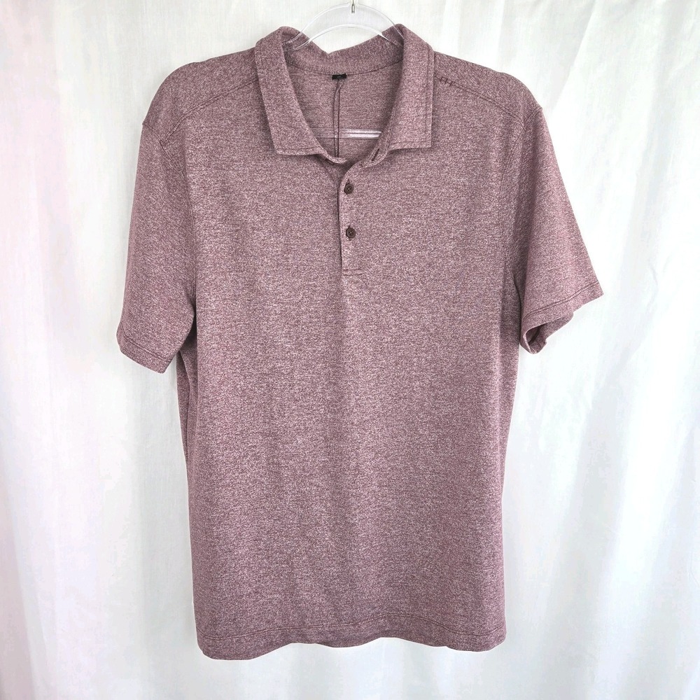 Lululemon Evolution Mens Short Sleeve Polo Shirt Size L Heathered Burgundy